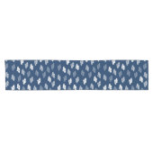 Navy Blue Antiek Leaves Pattern Korte Tafelloper (Horizontaal)