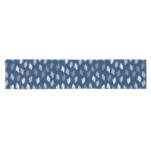 Navy Blue Antiek Leaves Pattern Korte Tafelloper (Horizontaal)