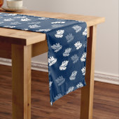 Navy Blue Antiek Leaves Pattern Korte Tafelloper (Voorbeeld)