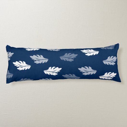 Navy Blue Antiek Leaves Pattern Lichaamskussen (Achterkant)