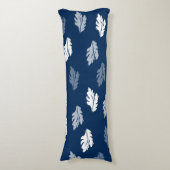 Navy Blue Antiek Leaves Pattern Lichaamskussen (Voorkant Verticaal)