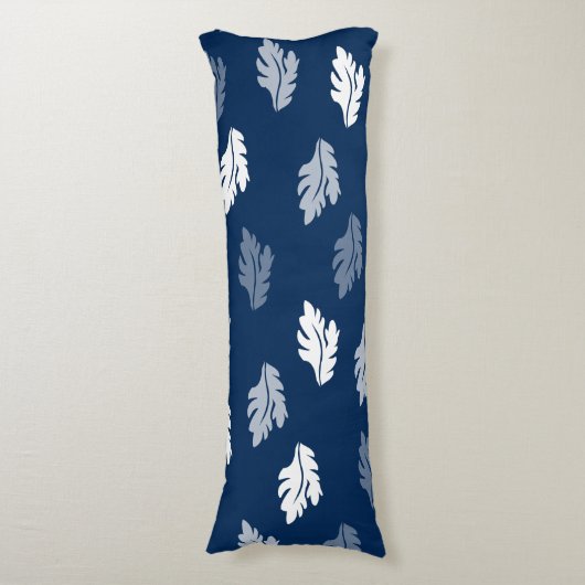 Navy Blue Antiek Leaves Pattern Lichaamskussen (Voorkant Verticaal)