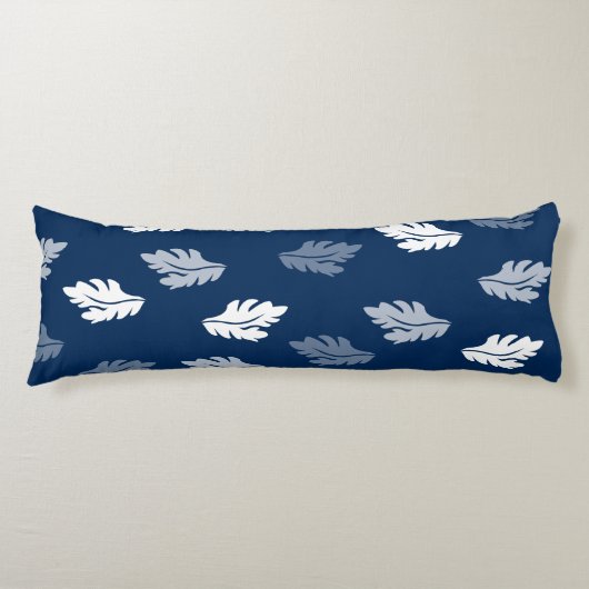 Navy Blue Antiek Leaves Pattern Lichaamskussen (Voorkant)