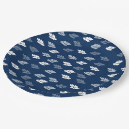 Navy Blue Antiek Leaves Pattern Papieren Bordje