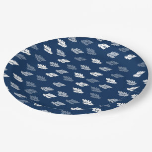 Navy Blue Antiek Leaves Pattern Papieren Bordje