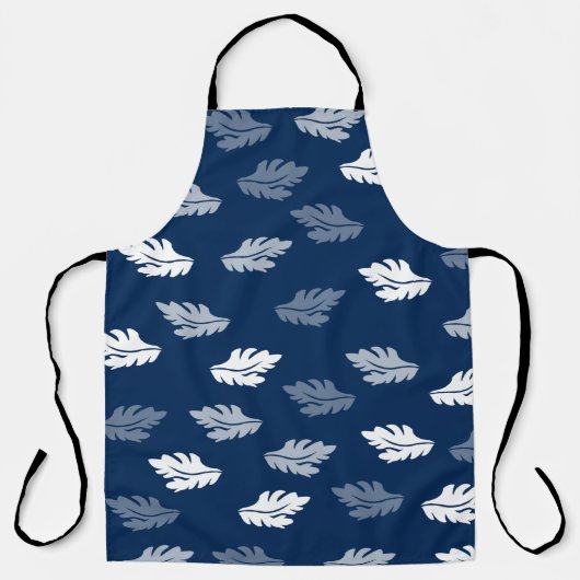 Navy Blue Antiek Leaves Pattern Schort (Voorkant)
