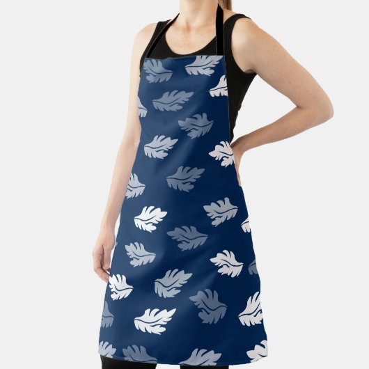 Navy Blue Antiek Leaves Pattern Schort (Insitu)