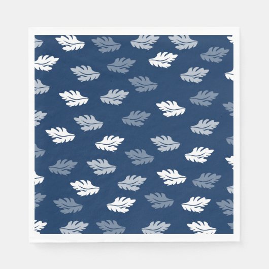 Navy Blue Antiek Leaves Pattern Servet (Voorkant)