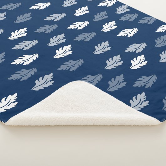 Navy Blue Antiek Leaves Pattern Sherpa Deken (3/4)