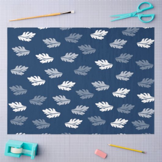 Navy Blue Antiek Leaves Pattern Tissuepapier (Craft)