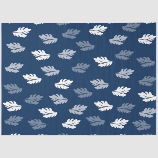 Navy Blue Antiek Leaves Pattern Tissuepapier (Voorkant)