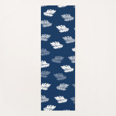 Navy Blue Antiek Leaves Pattern Yogamat (Voorkant)