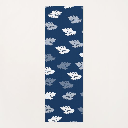 Navy Blue Antiek Leaves Pattern Yogamat (Voorkant)
