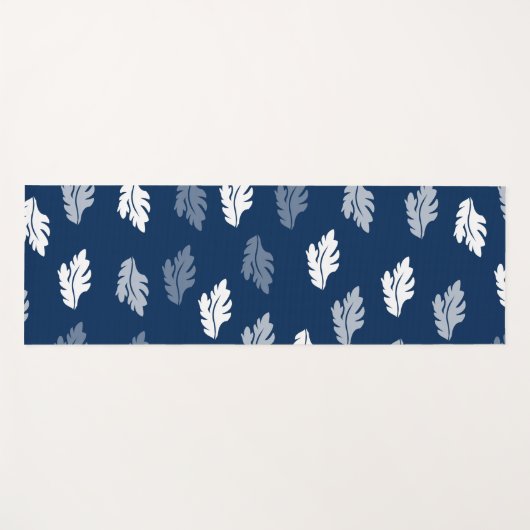 Navy Blue Antiek Leaves Pattern Yogamat (Voorkant (horizontaal))