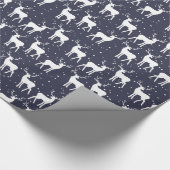 Navy Blue Antler Reindeerkerstpatroon Cadeaupapier (Hoek)