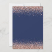 Navy Blue Any Age Birthday Roos Gold Pink Glitter Kaart (Achterkant)