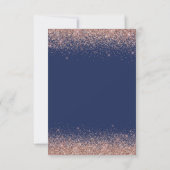 Navy Blue Any Age Birthday Roos Gold Pink Glitter Kaart (Achterkant)