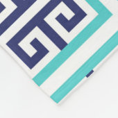 Navy Blue Aqua Griekse Patroon Fleece Deken (Hoek)