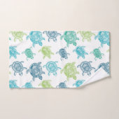 Navy Blue Aqua Lime Green Zee Turtles Patroon Bad Handdoek (Handdoek)