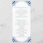 Navy blue, aqua nautical bruiloft programmakaart (Achterkant)