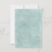 Navy Blue & Aqua Waterverf Bloemen bruiloft RSVP (Achterkant)