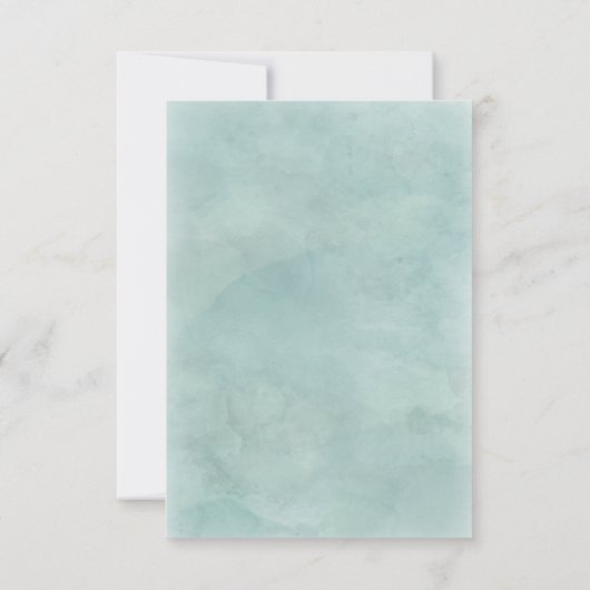 Navy Blue & Aqua Waterverf Bloemen bruiloft RSVP (Achterkant)