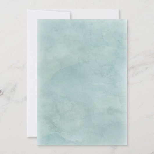 Navy Blue Aqua Waterverf bruids doucheuitnodiging Kaart (Achterkant)