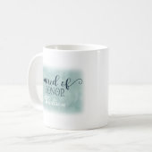 Navy Blue Aqua Waterverf Bruiloft Maid of Honor Koffiemok (Voorkant links)