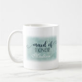 Navy Blue Aqua Waterverf Bruiloft Maid of Honor Koffiemok (Links)