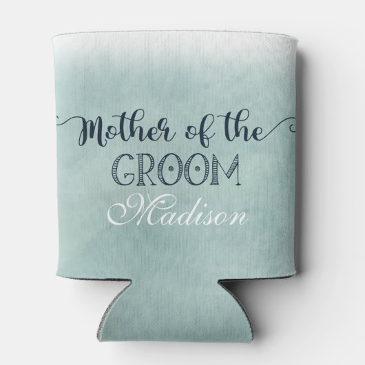 Navy Blue Aqua Waterverf Moeder van de bruidegom Blikjeskoeler (Achterkant)