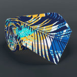 Navy Blue Aqua Yellow White Tropical Planten Stropdas<br><div class="desc">Mannen van het stropdas heeft een collage van tropische planten in aqua, goud en wit op blauw van de marine. Meer design in voorraad. Koel voor de kantoor, een nacht in de stad, een bruiloft, voor de bruidegom of groomsmen of geef als cadeau aan je man, vader, broer of beste...</div>
