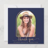 Navy Blue Arch Foto Afstuderen Hartelijk dank (Voorkant)