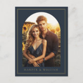 Navy Blue Arch Foto Sla de datum briefkaart (Voorkant)