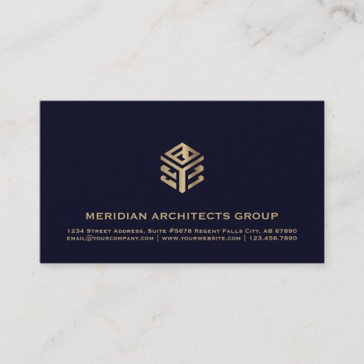 Navy Blue Architect Elegance Kaart Visitekaartje (Voorkant)