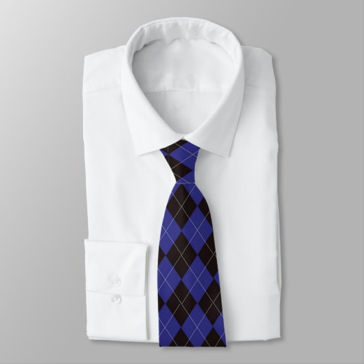 Navy Blue Argyle Necktie Stropdas (Gebonden)