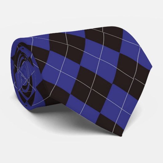 Navy Blue Argyle Necktie Stropdas (Opgerold)