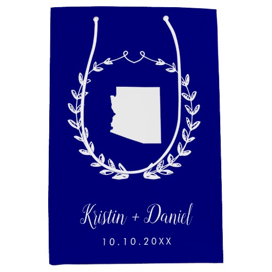 Navy Blue Arizona Map Wedding Welcome Swag Medium Cadeauzakje (Voorkant)