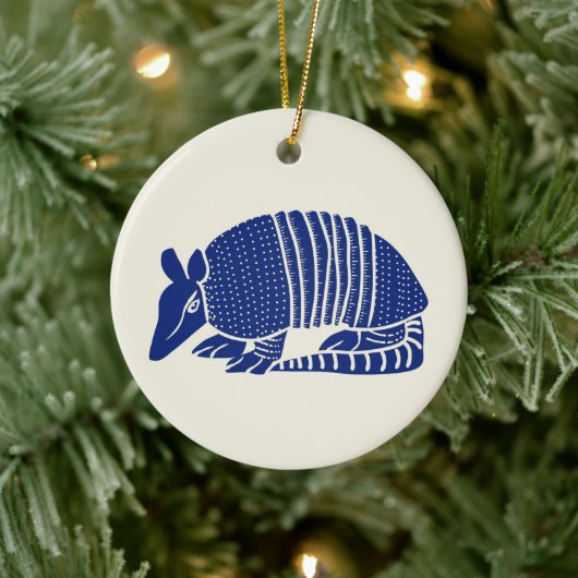 Navy Blue Armadillo gepersonaliseerd Keramisch Ornament (Boom)