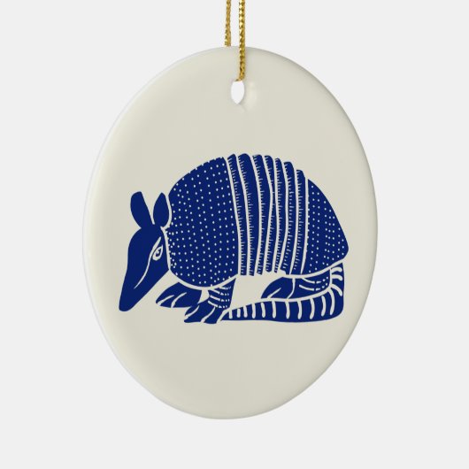 Navy Blue Armadillo gepersonaliseerd Keramisch Ornament (Rechts)
