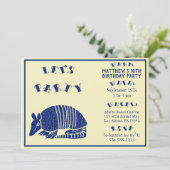 Navy Blue Armadillo gepersonaliseerd verjaardagsfe Kaart (Staand voorkant)
