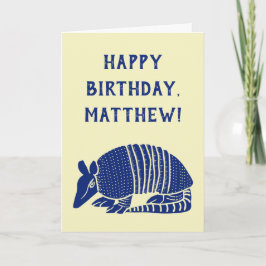 Navy Blue Armadillo gepersonaliseerde aangepaste b Kaart