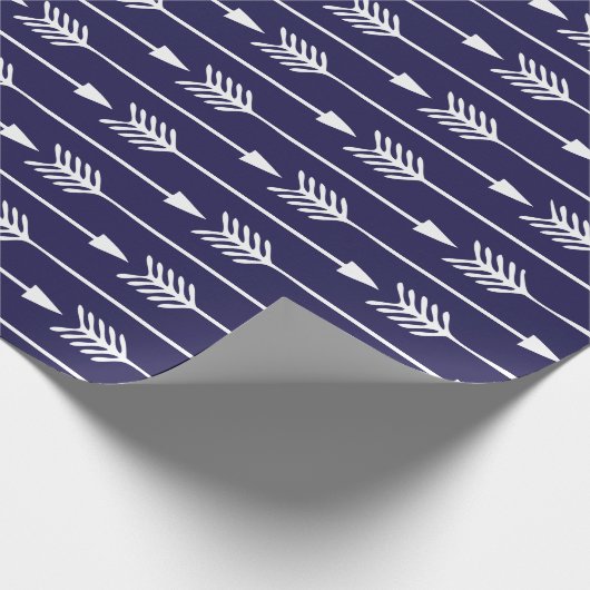 Navy Blue Arrows Pattern Cadeaupapier (Hoek)