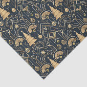 Navy Blue Art Deco Christmas Tree Pattern Tissuepapier (Detail)