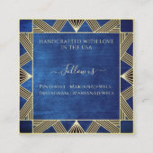 Navy Blue Art Deco Kaarten voor grote oorlogen Vierkante Visitekaartje (Achterkant)