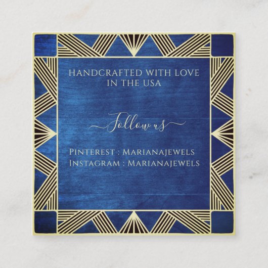 Navy Blue Art Deco Kaarten voor grote oorlogen Vierkante Visitekaartje (Achterkant)