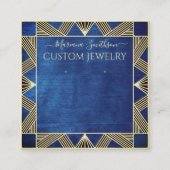 Navy Blue Art Deco Kaarten voor grote oorlogen Vierkante Visitekaartje (Voorkant)