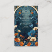  Navy Blue Art Nouveau bruiloft Informatiekaartje (Voorkant)