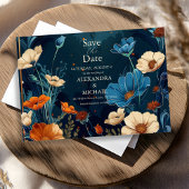  Navy Blue Art Nouveau bruiloft Save The Date
