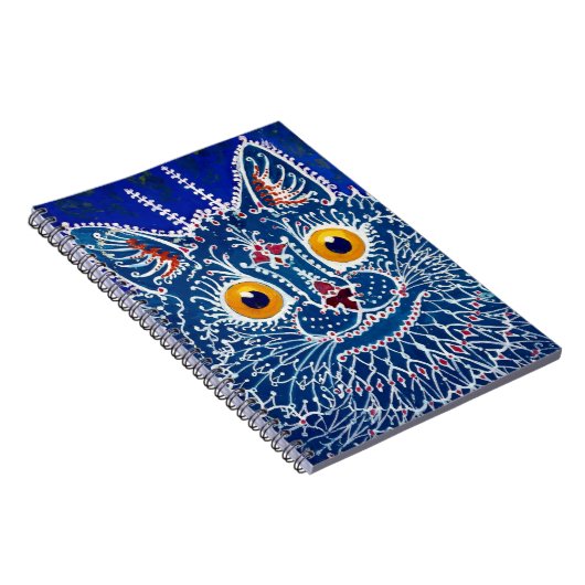 Navy Blue Artistic Cat unieke caleidoscoop Notitieboek (Rechterzijde)