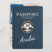 Navy Blue Aruba Passport Bewaar de datum Save The Date (Voorkant / Achterkant)